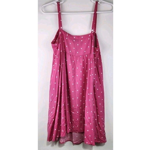 Torrid Womens‎ Mini Challis Sleeveless Sundress Size 2X Pink Polka Dot Babydoll - Picture 2 of 3